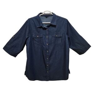 Chambray Button Up Blouse
Blue Women's  Size 2XL